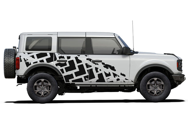 Tire truck side graphics decals compatible with Ford Bronco