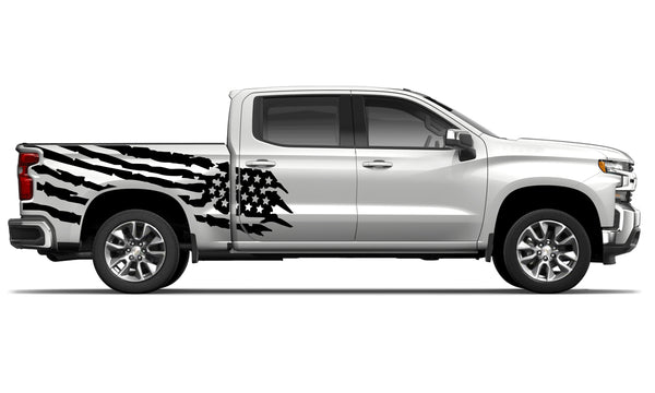 US flag side graphics decals for Chevrolet Silverado
