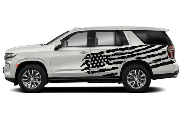 US flag side graphics decals compatible with Chevrolet Tahoe