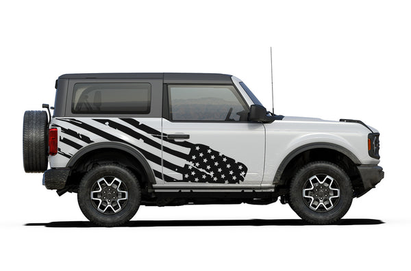 USA flag side decals graphics compatible with Ford Bronco 2 doors