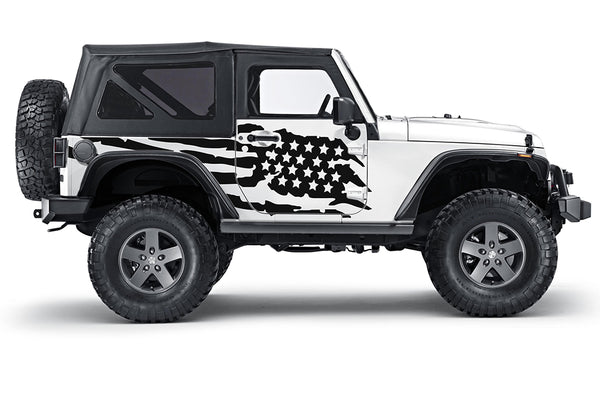 USA flag side decals compatible with Jeep Wrangler JK 2 doors