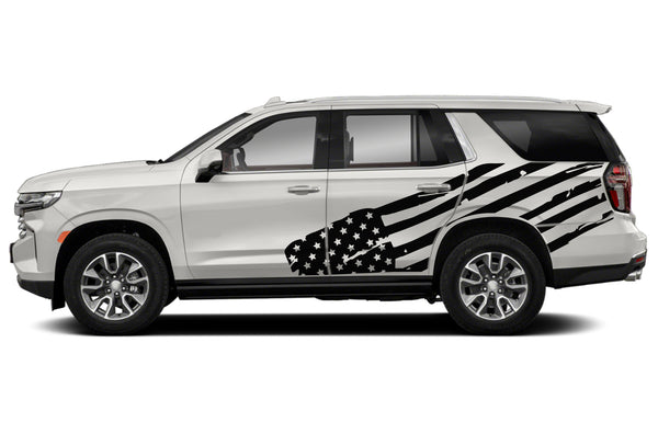 USA flag side graphics decals compatible with Chevrolet Tahoe