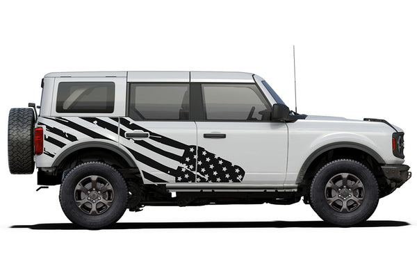 USA flag side graphics decals compatible with Ford Bronco