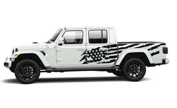 USA flag side graphics decals compatible with Jeep Gladiator JT