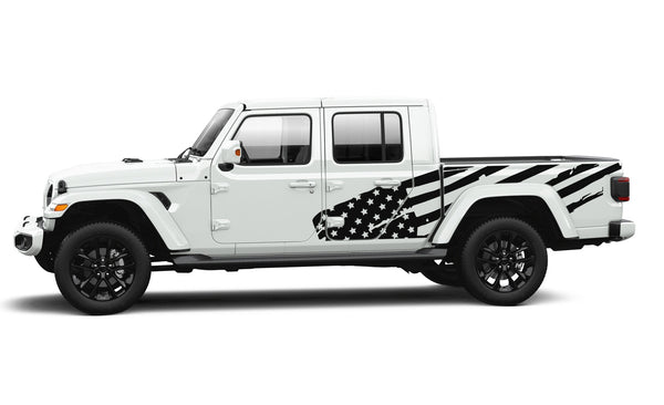 USA flag side graphics decals compatible with with Jeep Gladiator JT