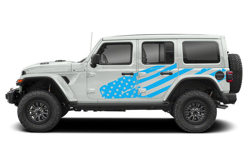 USA flag side graphics decals compatible with Wrangler JL