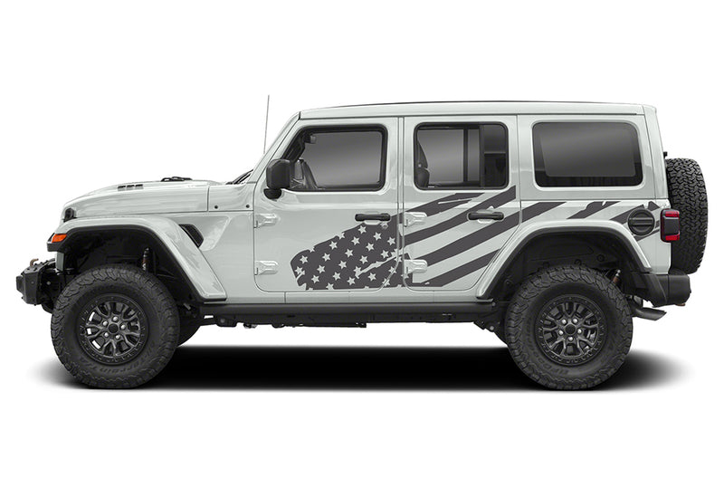 USA flag side graphics decals compatible with Wrangler JL