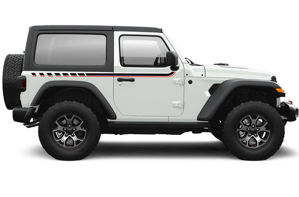 Upper body side stripes graphics decals compatible with Jeep Wrangler JL 2 doors