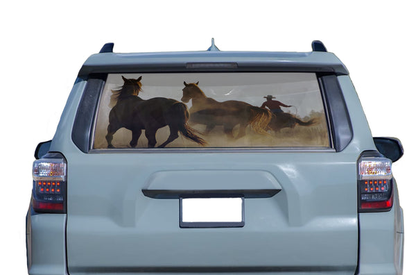 Wild horses perforated rear window decal graphics for Toyota 4Runner