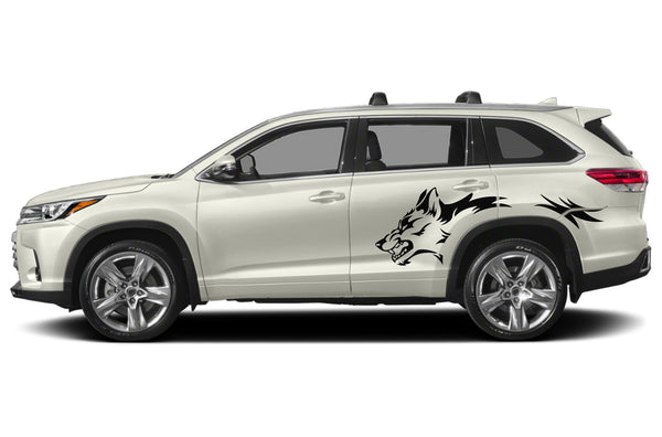 Wolf side graphics decals for Toyota Highlander 2014-2019