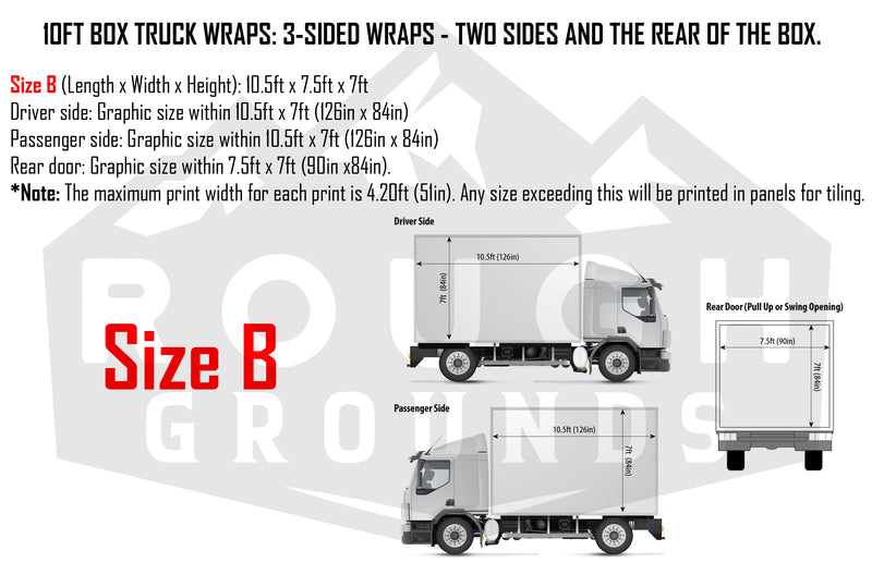 Custom business wrap graphics for 10' Box Truck (3-Sided Wraps)