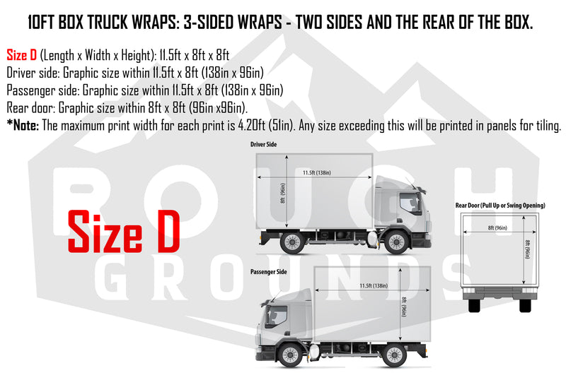 Custom business wrap graphics for 10' Box Truck (3-Sided Wraps)