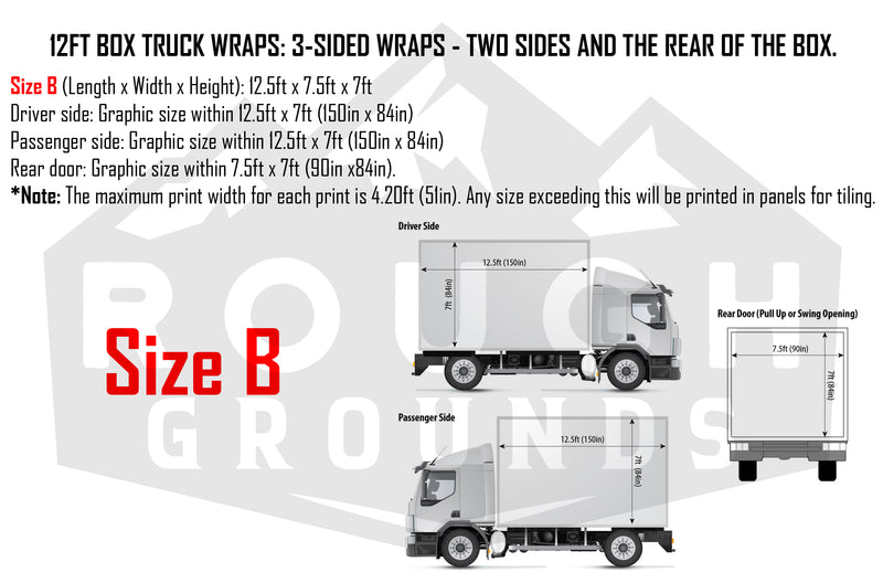 Custom business wrap graphics for 12' Box Truck (3-Sided Wraps)