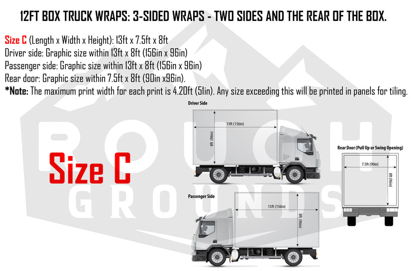 Custom business wrap graphics for 12' Box Truck (3-Sided Wraps)