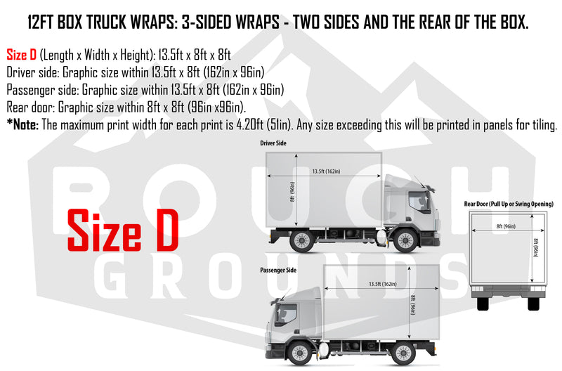 Custom business wrap graphics for 12' Box Truck (3-Sided Wraps)