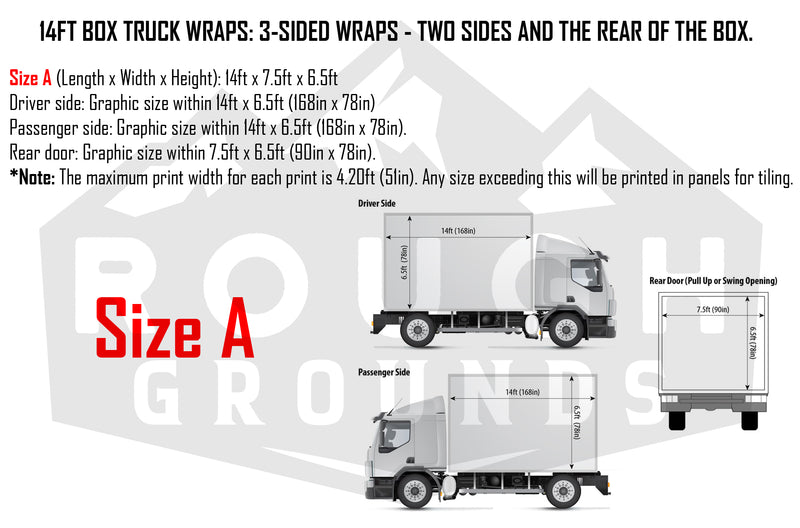 Custom business wrap graphics for 14' Box Truck (3-Sided Wraps)