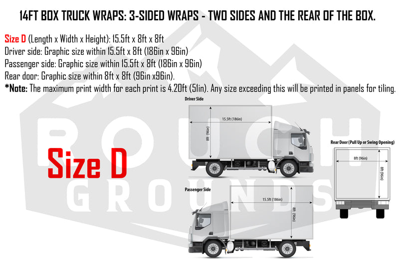 Custom business wrap graphics for 14' Box Truck (3-Sided Wraps)