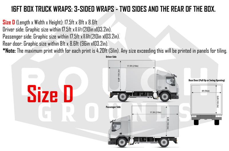 Custom business wrap graphics for 16' Box Truck (3-Sided Wraps)