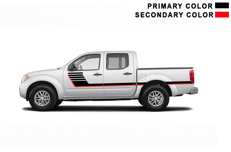 Retro-style double hash stripes graphics decals compatible with Nissan Frontier 2005-2021