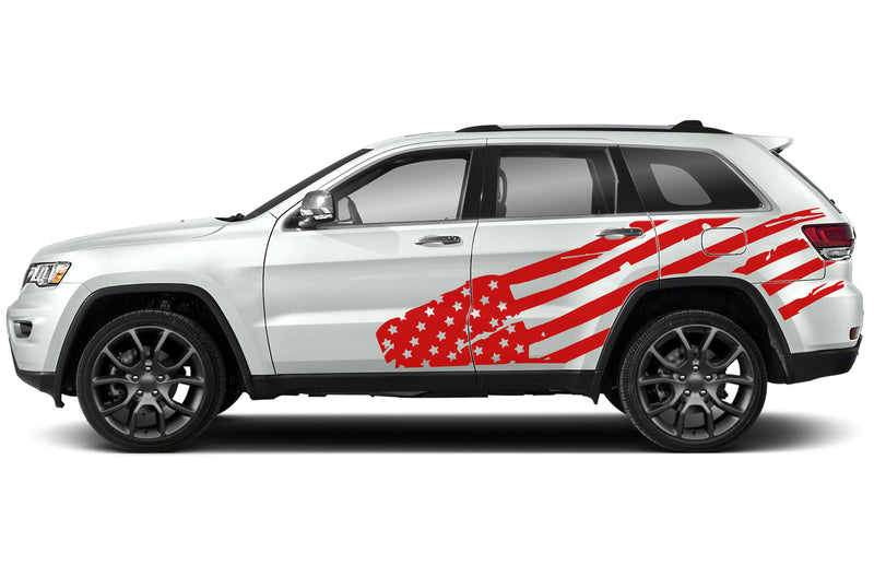 USA flag side graphics decals compatible with Jeep Grand Cherokee 2011-2021