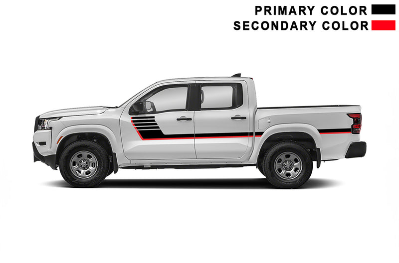 Retro-style double hash stripes graphics decals compatible with Nissan Frontier