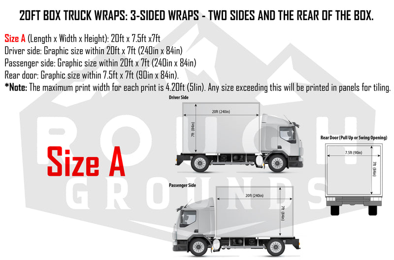 Custom business wrap graphics for 20' Box Truck (3-Sided Wraps)