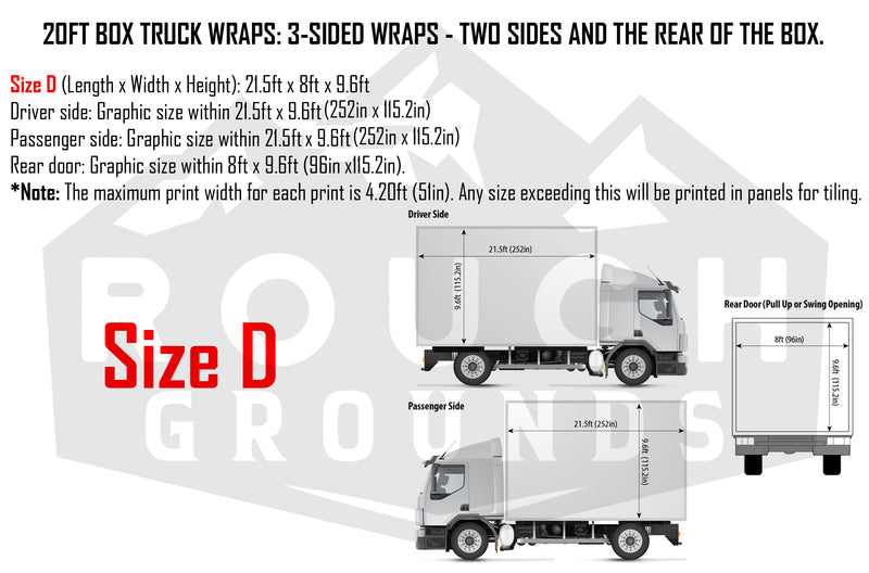 Custom business wrap graphics for 20' Box Truck (3-Sided Wraps)