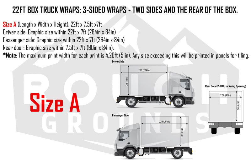 Custom business wrap graphics for 22' Box Truck (3-Sided Wraps)