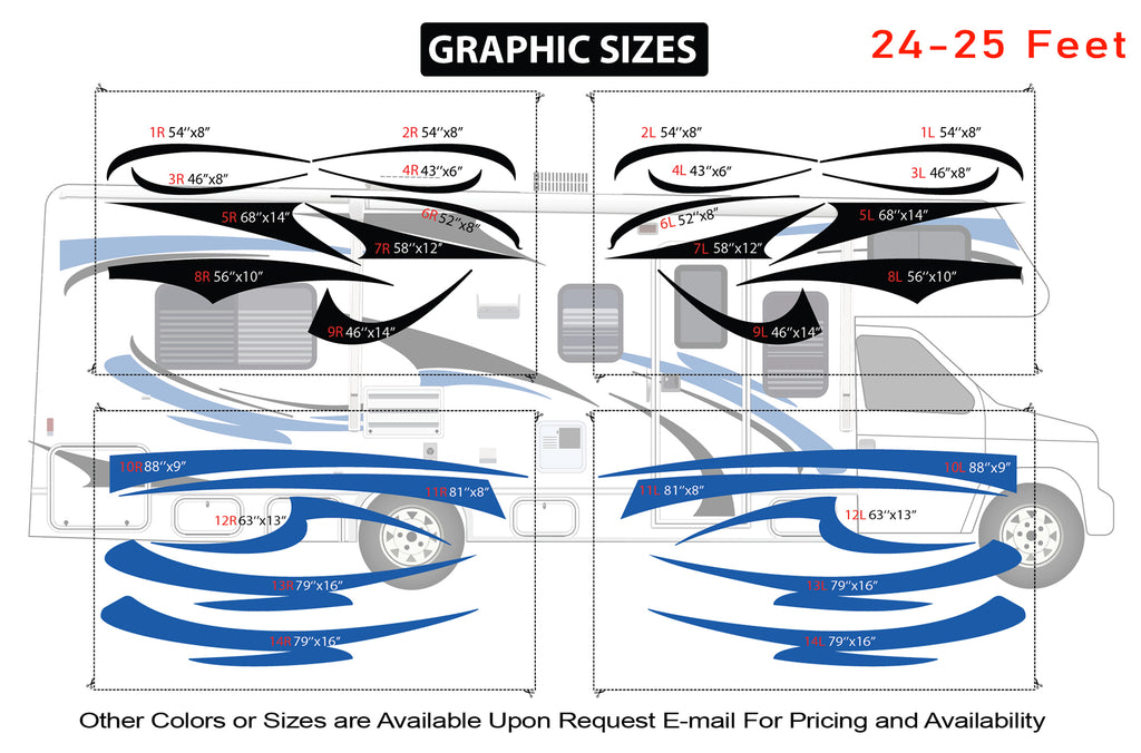 Replacement Rv Graphics Decals Replacement graphics decals for RVs Motorhome Class C (kit RG15006)