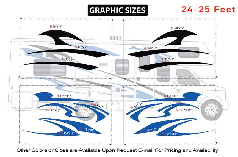 Replacement graphics decals for RVs Motorhome Class C (kit RG15002)