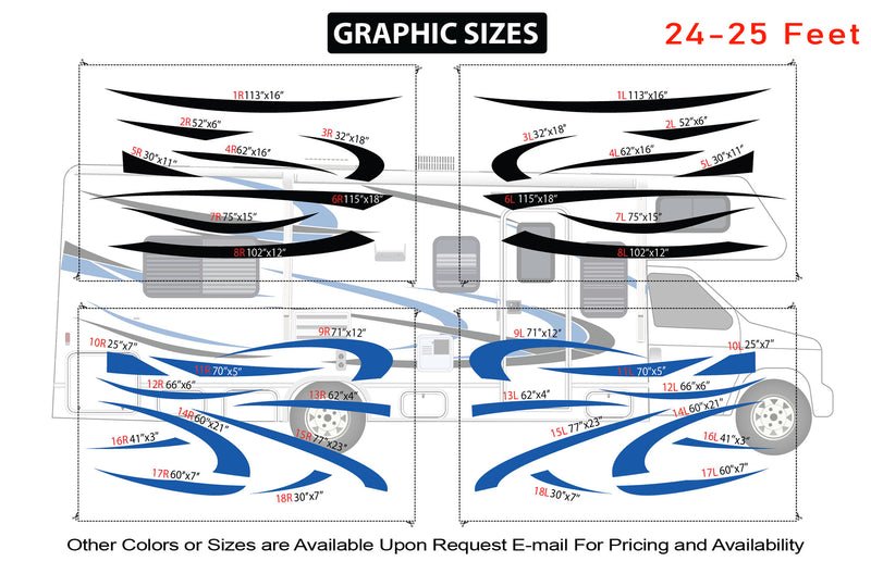 Replacement graphics decals for RVs Motorhome Class C (kit RG15001)