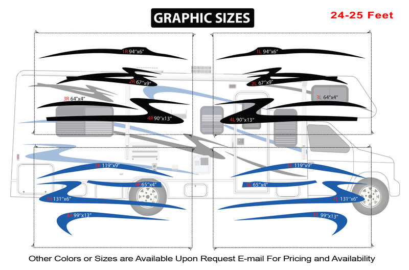 Replacement graphics decals for RVs Motorhome Class C (kit RG15008)