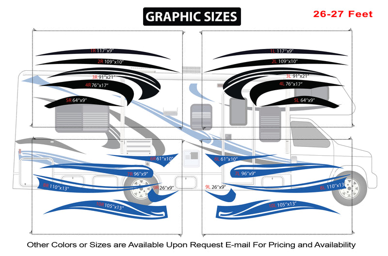 Replacement graphics decals for RVs Motorhome Class C (kit RG15007)