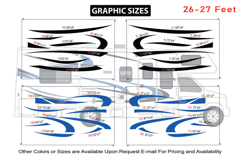 Replacement graphics decals for RVs Motorhome Class C (kit RG15001)