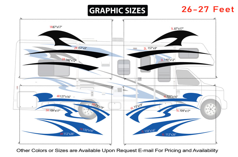 Replacement graphics decals for RVs Motorhome Class C (kit RG15002)