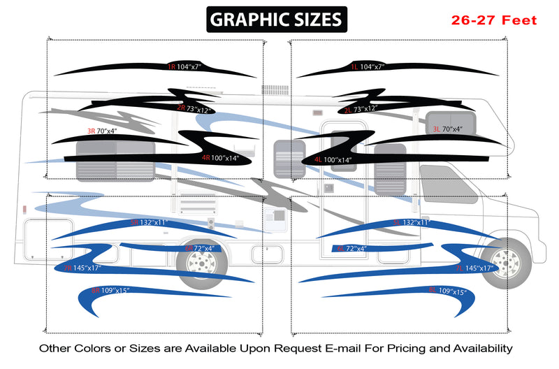 Replacement graphics decals for RVs Motorhome Class C (kit RG15008)