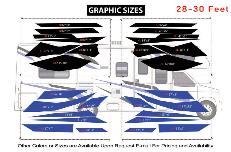 Replacement Rv Graphics Decals Replacement graphics decals for RVs Motorhome Class C (kit RG15000)