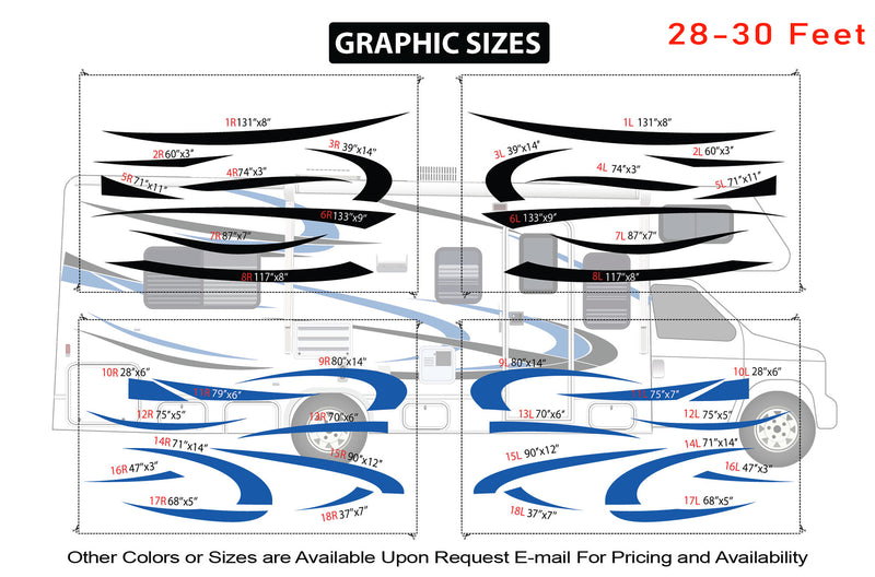 Replacement graphics decals for RVs Motorhome Class C (kit RG15001)