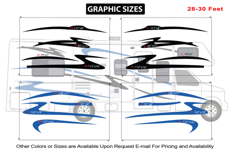 Replacement graphics decals for RVs Motorhome Class C (kit RG15008)