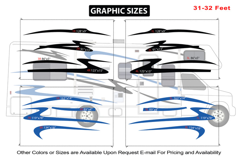 Replacement graphics decals for RVs Motorhome Class C (kit RG15008)