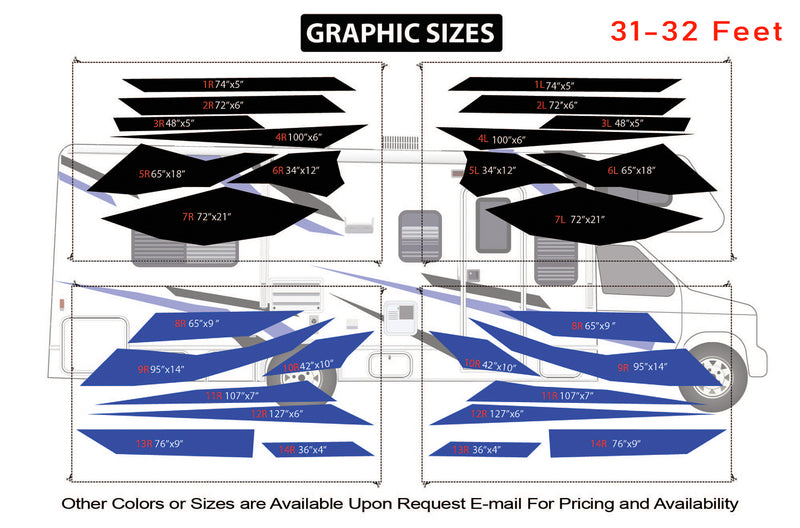 Replacement graphics decals for RVs Motorhome Class C (kit RG15000)