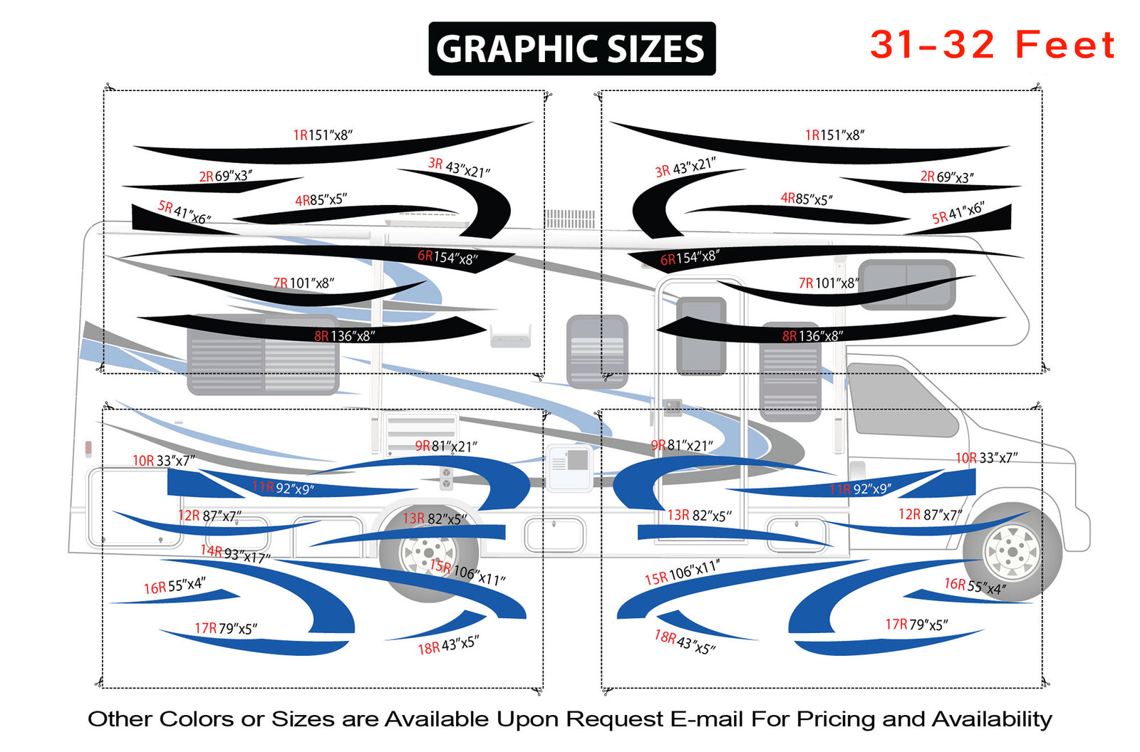 Type C Rv Sticker Replacement graphics decals for RVs Motorhome Class C (kit RG15001)
