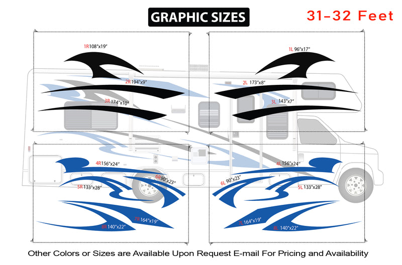 Replacement graphics decals for RVs Motorhome Class C (kit RG15002)