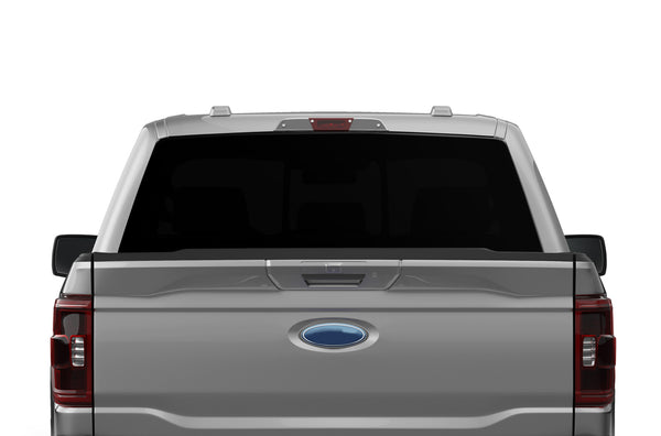 Black perforated rear window decal graphics for Ford F150