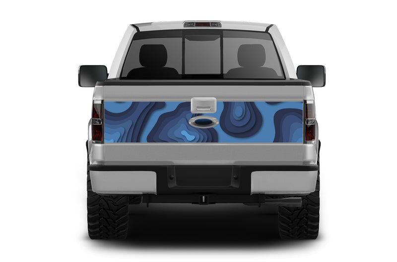 Blue Topographic hood & tailgate decals for Ford F150 2009-2014