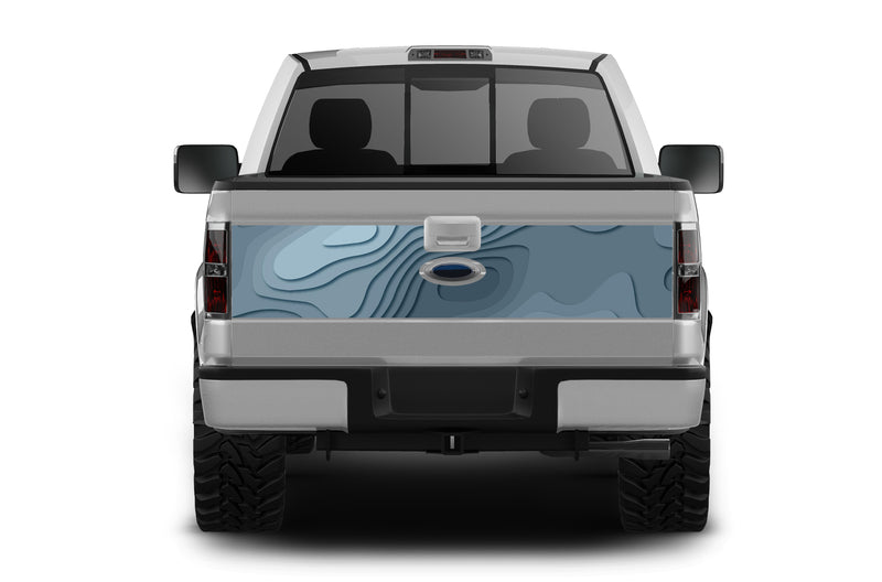 Blue Topographic hood & tailgate decals for Ford F150 2009-2014