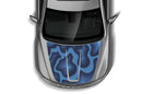 Blue topographic print hood decals for Jeep Grand Cherokee 2011-2021