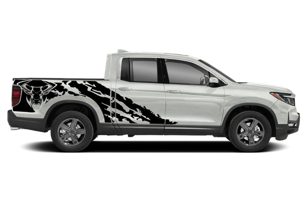 Bull shredded side graphics decals for Honda Ridgeline