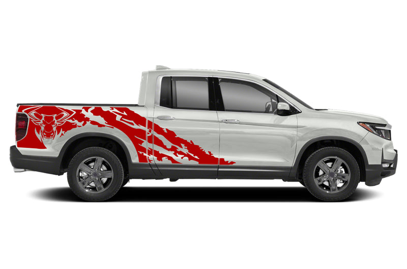 Bull shredded side graphics decals for Honda Ridgeline