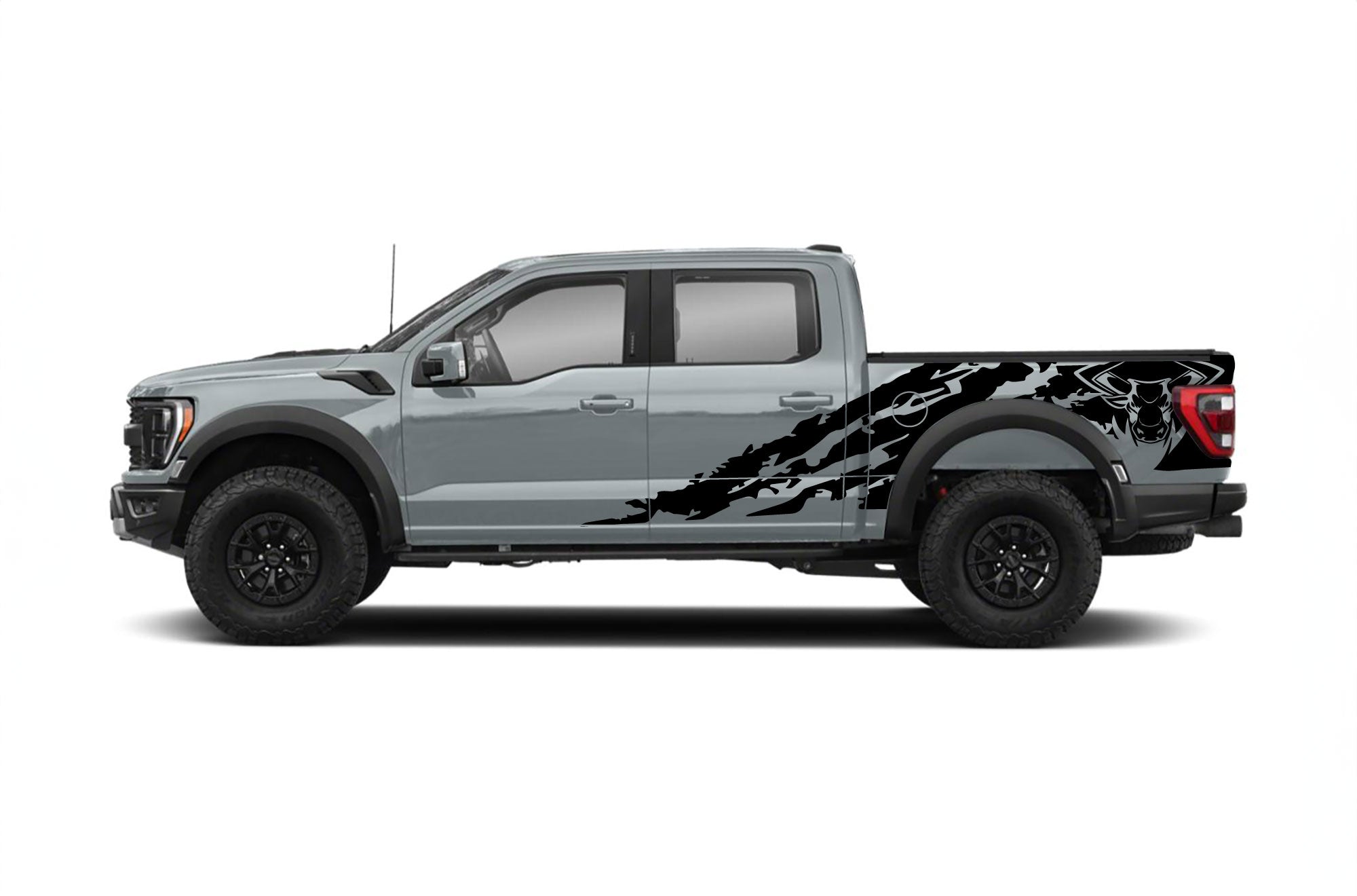2014 Raptor Graphics Bull shredded side graphics decals for Ford F150 Raptor